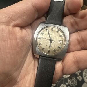 Vintage Timex Electric Quartz Tv Box Shape Silver Tone New Band 38mm For Repair